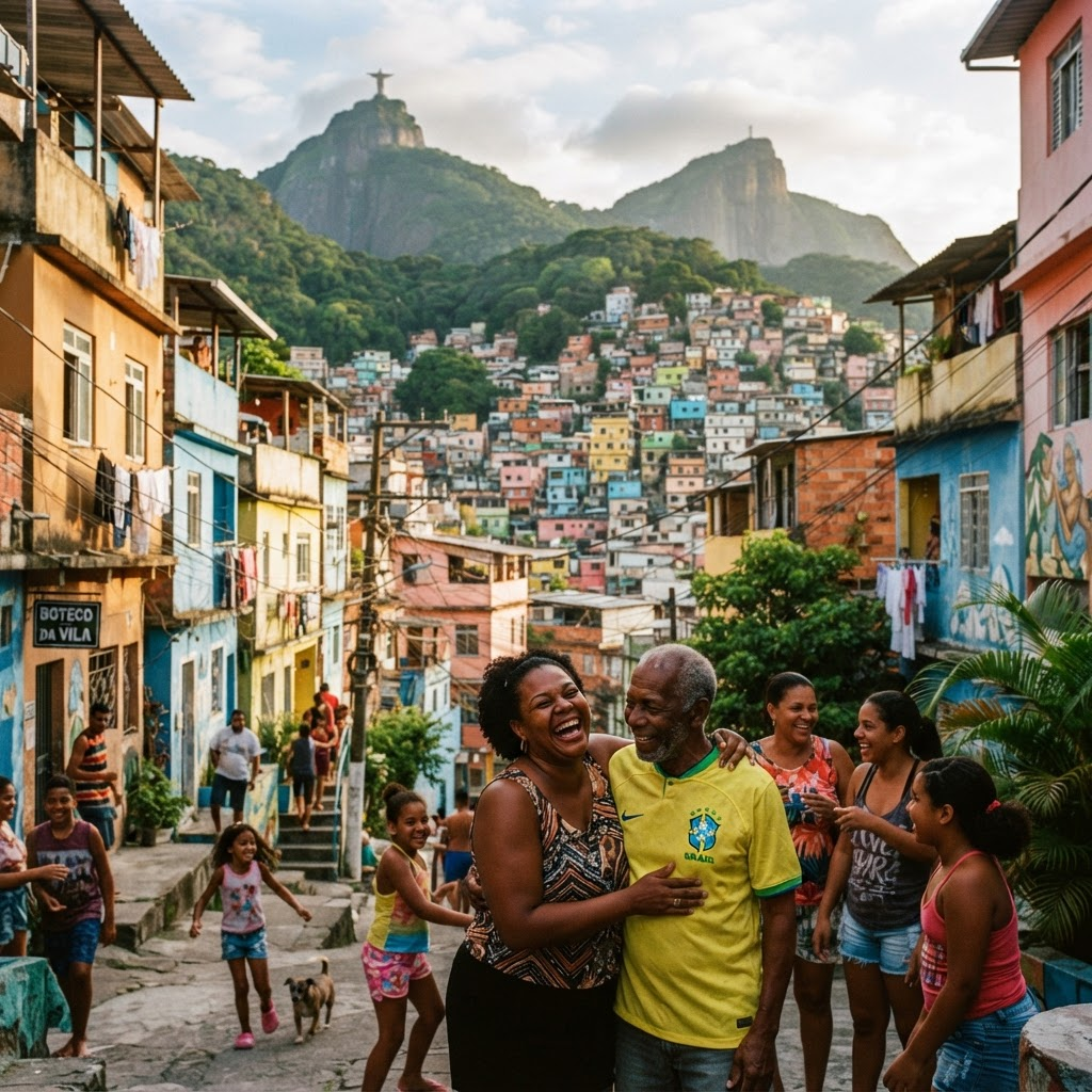 The lush green hillsides and lively neighbourhoods of Rio de Janeiro, Brazil